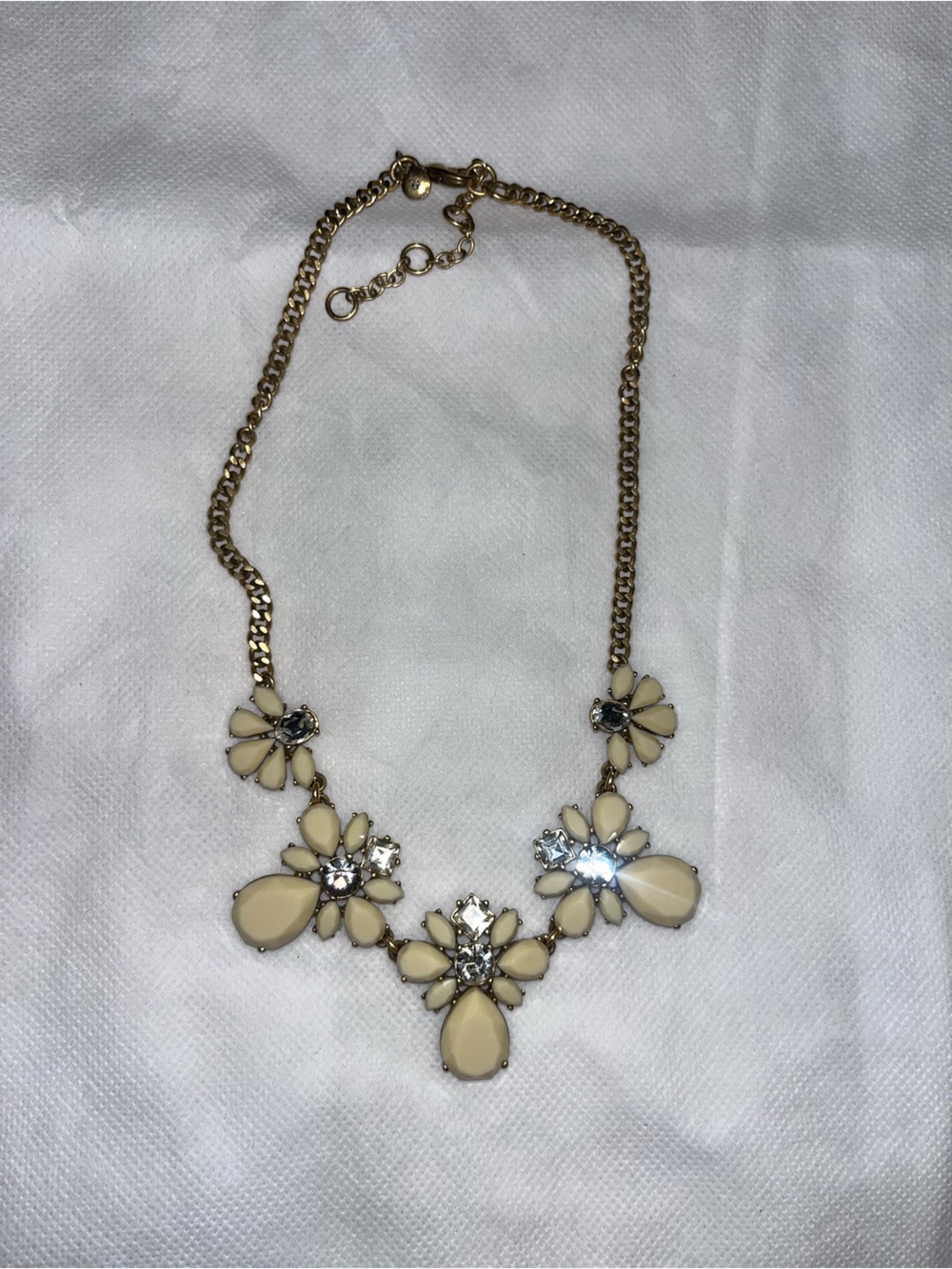 J. Crew Gold-Tone Cream Floral Crystal Necklace